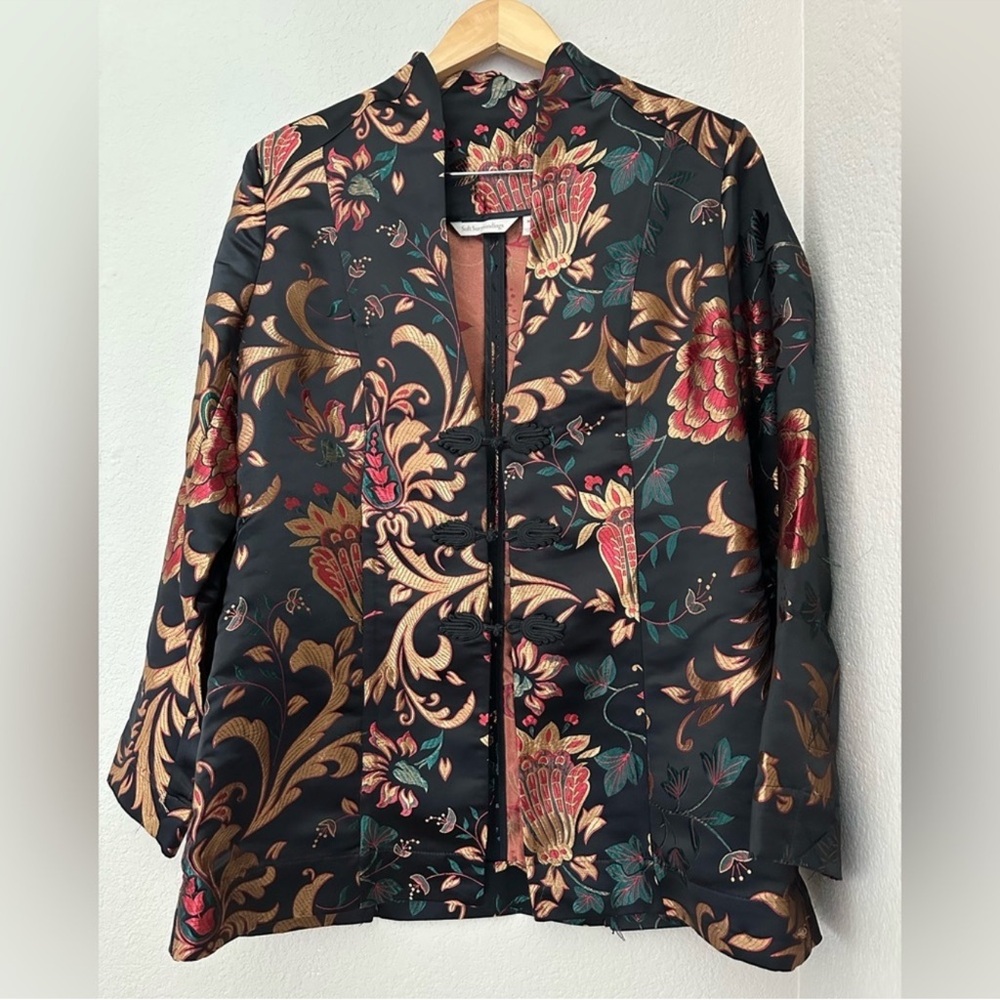 Soft Surroundings Black Floral Blazer Moon Dynasty - Picture 2 of 10